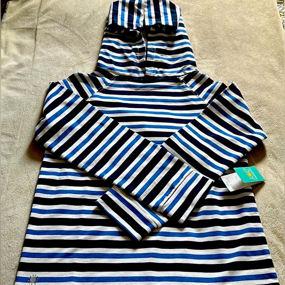 Generation Joy Pullover Hoodie. Sz XL Youth White & Blue Stripes. New with Tags